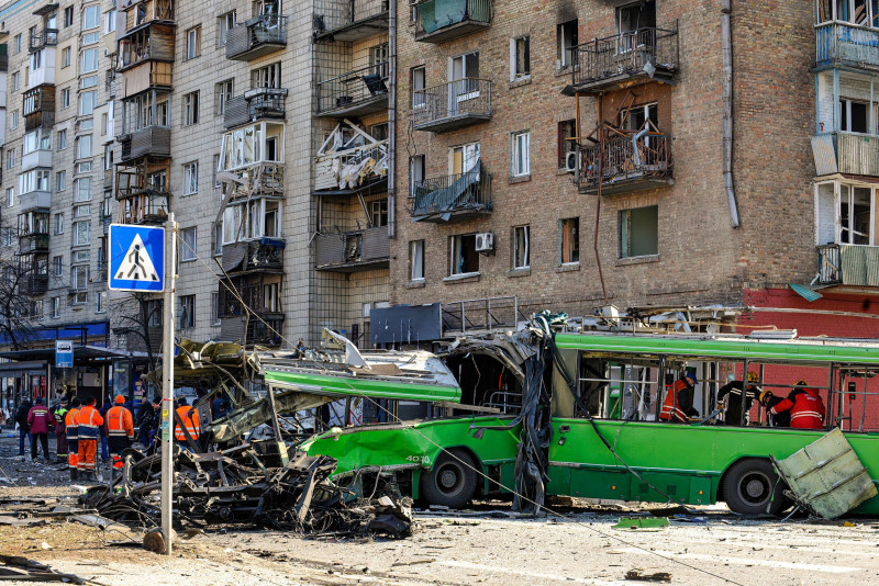 Russian shelling aftermath in Kyiv, Ukraine - 14 Mar 2022