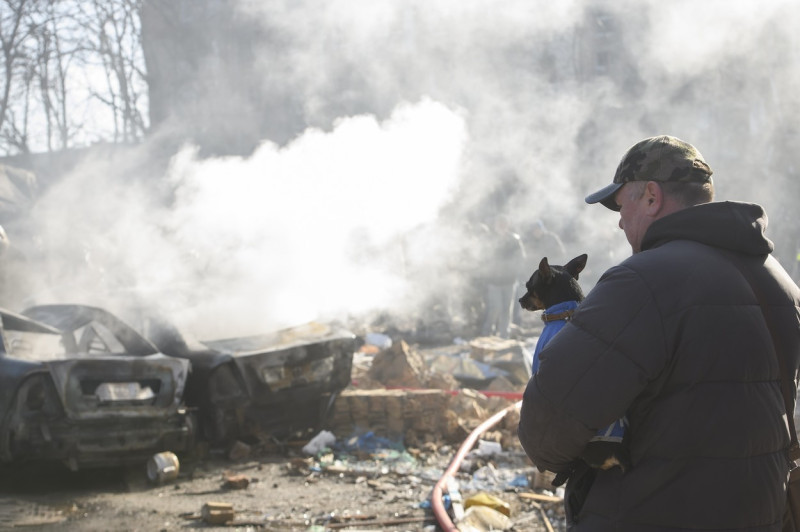 Russian Army Bombing Residential Districts Of Kyiv, Ukraine - 18 Mar 2022