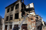 Aftermath of rocket fire continues to be eliminated in Dnipro, Ukraine - 21 Mar 2022