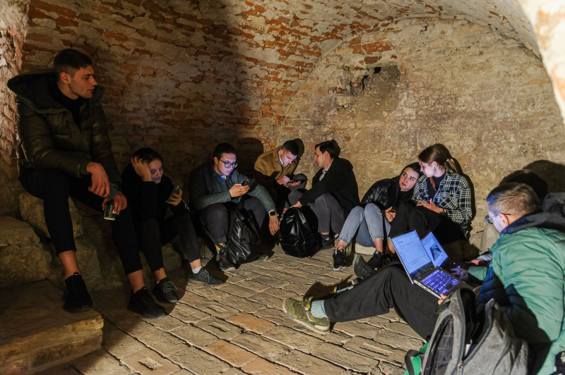 Bomb shelter in Lviv, Ukraine - 21 Mar 2022