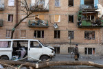 Residential buildings after Russian rocket attack in Kyiv, Ukraine - 21 Mar 2022