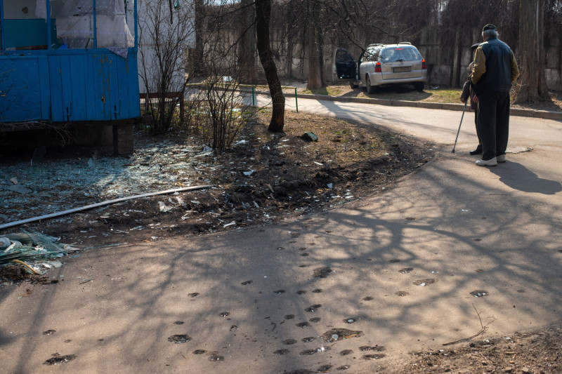 A Russian Shell Hit Near A Residential Building In Kyiv, On The Morning Of March, 23rd, 2022