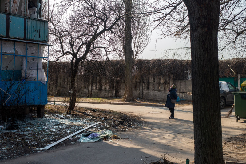 A Russian Shell Hit Near A Residential Building In Kyiv, On The Morning Of March, 23rd, 2022