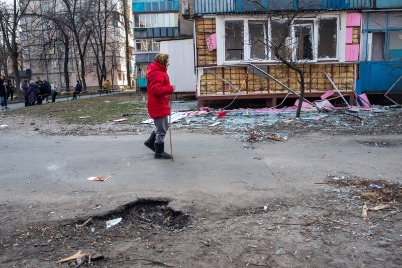 A Russian Shell Hit Near A Residential Building In Kyiv, On The Morning Of March, 23rd, 2022