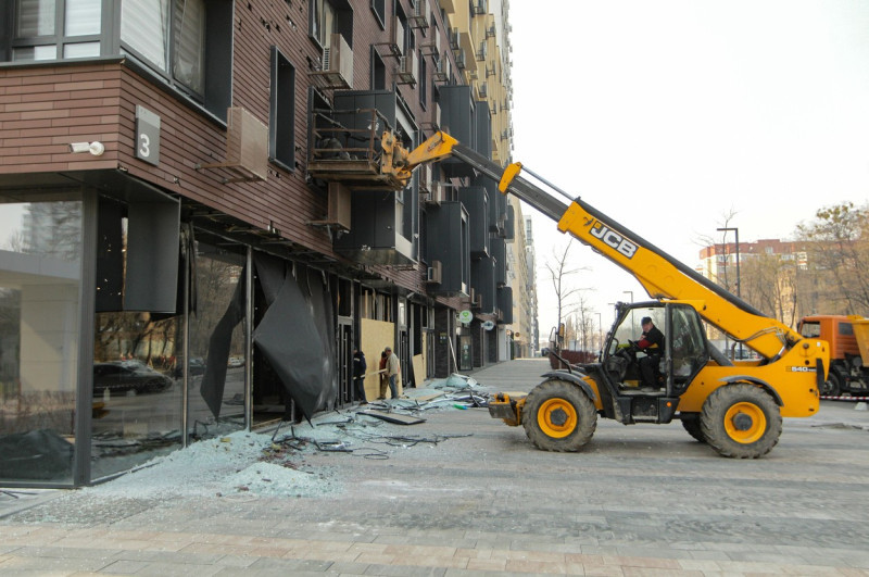 Aftermath of shelling in Shevchenkivskyi district of Kyiv, Ukraine - 23 Mar 2022