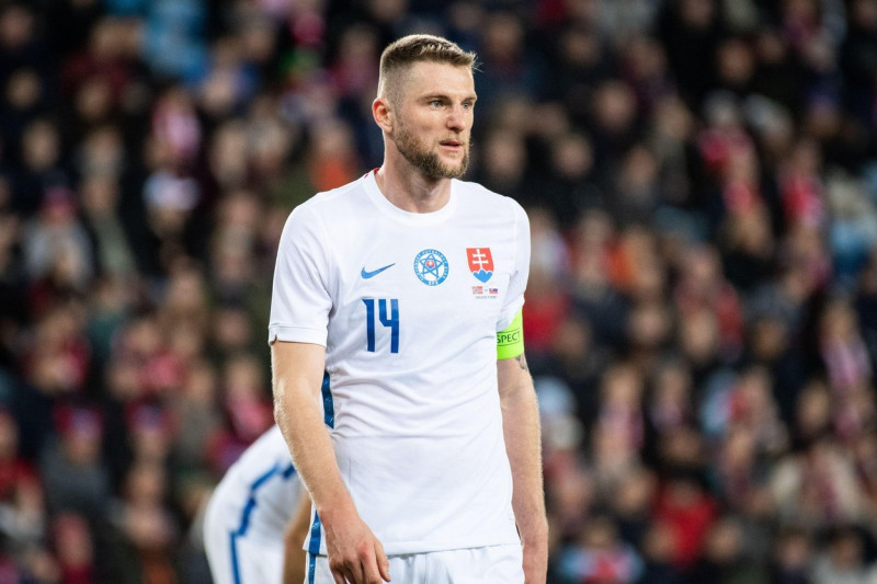 Oslo, Norway. 25th Mar, 2022. Milan Skriniar (14) of Slovakia seen during a football friendly match between Norway and Slovakia at Ullevaal Stadion in Oslo. (Photo Credit: Gonzales Photo/Alamy Live News