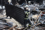 Elimination of consequences of Russian shelling of a food warehouse in Brovary, Kyiv Region - 29 Mar 2022