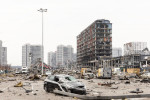 Damaged shopping center in Kyiv, Ukraine - 29 Mar 2022