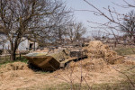 Ukraine: Destroyed Russian tank with symbol ''Z'' painted on its side near Mykolaiv