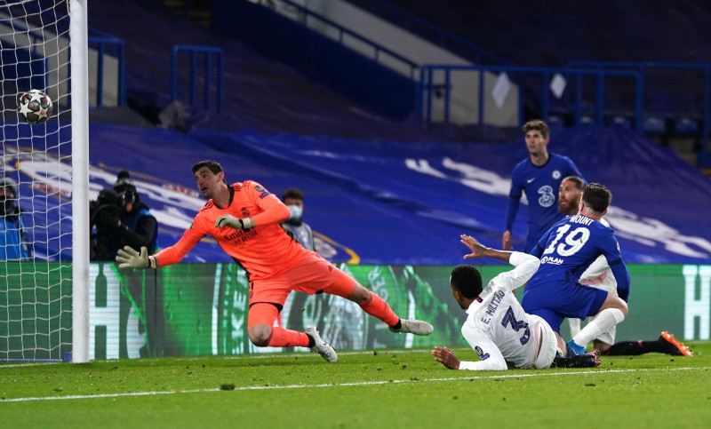 File photo dated 05-05-2021 of Chelsea's Mason Mount scoring their side's second goal against Real Madrid during the UEFA Champions League Semi Final at Stamford Bridge. Issue date: Wednesday May 26, 2021. Chelsea will face Manchester City on Saturday in