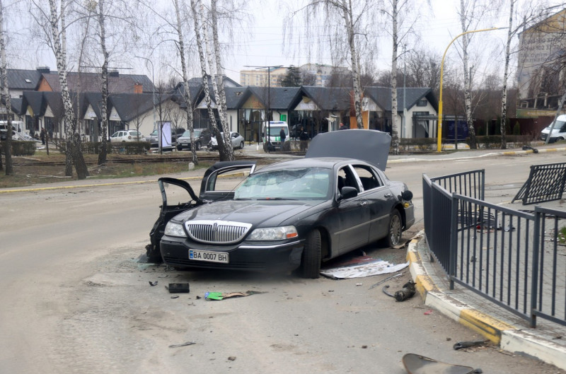 Vokzalna Street in Bucha, Ukraine - 05 Apr 2022