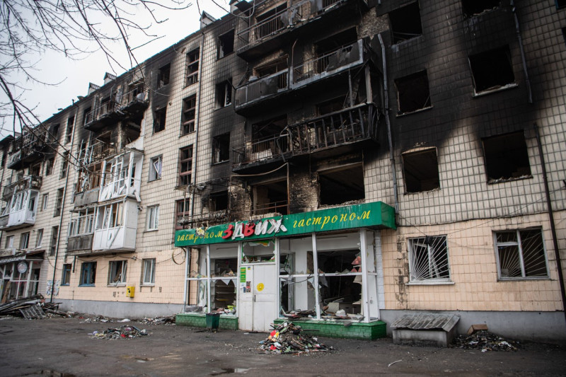 Destruction in Kyiv Oblast, Ukraine - 8 Apr 2022
