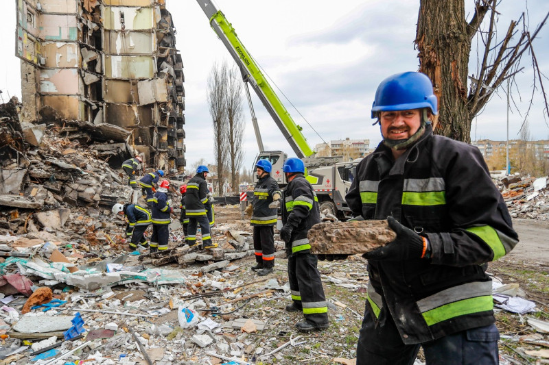 Aftermath Of Russian Attacks On Borodyanka, Ukraine, Borodyanka, Bucha Raion of Kyiv Oblast - 08 Apr 2022