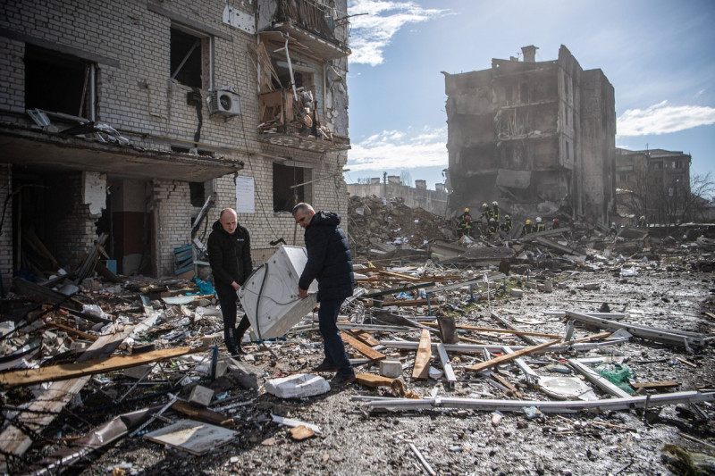 Destruction in Kyiv Oblast, Ukraine - 8 Apr 2022