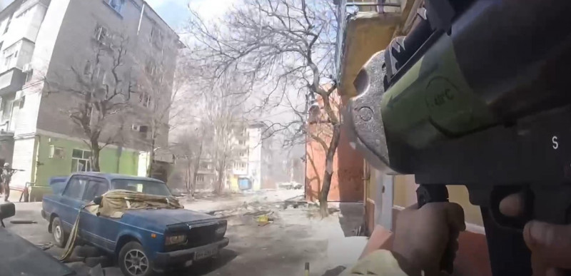Ukrainian Fighter Destroying Russian Armored Vehicle