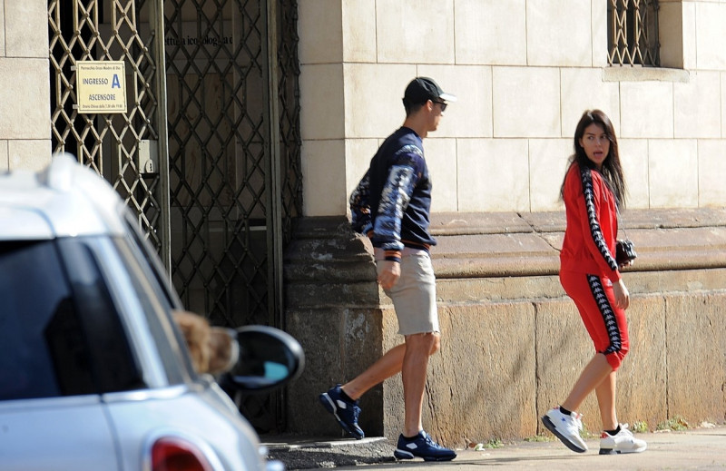 *EXCLUSIVE* Cristiano Ronaldo and his girlfriend Georgina Rodriguez seen leaving church in Turin