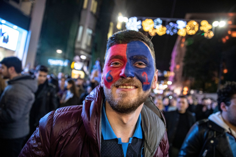 Trabzonspor fans gather at Taksim Square in Istanbul, Turkey - 30 Apr 2022