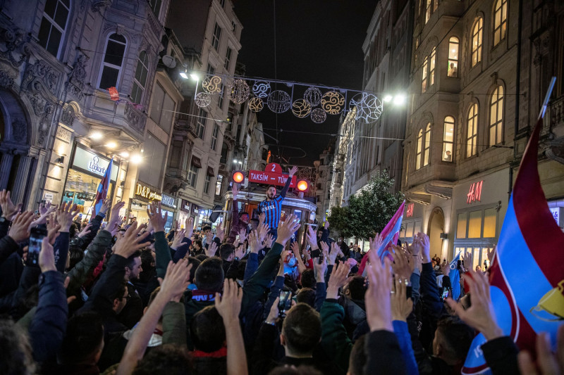 Trabzonspor fans gather at Taksim Square in Istanbul, Turkey - 30 Apr 2022