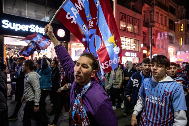 Trabzonspor fans gather at Taksim Square in Istanbul, Turkey - 30 Apr 2022