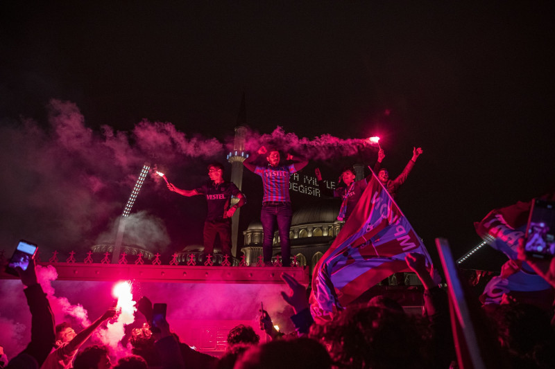 Trabzonspor fans gather at Taksim Square in Istanbul, Turkey - 30 Apr 2022