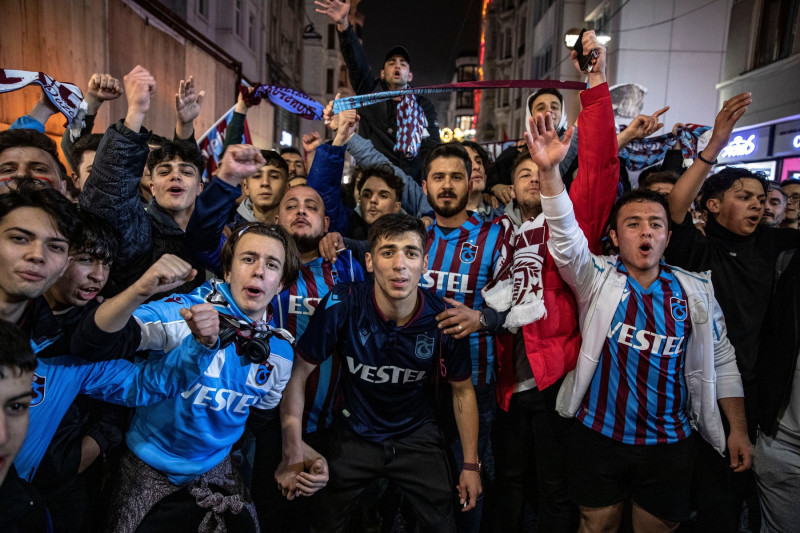 Trabzonspor fans gather at Taksim Square in Istanbul, Turkey - 30 Apr 2022