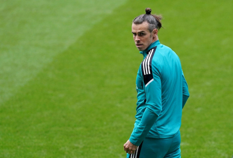 Real Madrids Gareth Bale during a training session at the Etihad Stadium, Manchester. Picture date: Monday April 25, 2022.