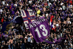 Florence, Italy. 20th Feb, 2022. Fiorentina supportes cheer on waving a flag with the name and the number of former team captain Davide Astori during the Serie A 2021/2022 football match between ACF Fiorentina and Atalanta BC at Artemio Franchi stadium in