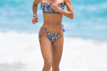 American fitness model Jennifer Nicole Lee seen working out and then heading to the ocean to cool off in Miami Beach,Florida