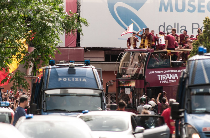 The As Roma Team Heads To The Circus Maximus For The Celebrations, Rome, Italy - 26 May 2022