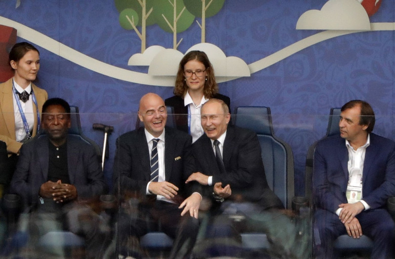 Russian President Putin attends 2017 FIFA Confederations Cup match between Russia and New Zealand
