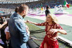 Shakira gets a kiss from her #1 fan