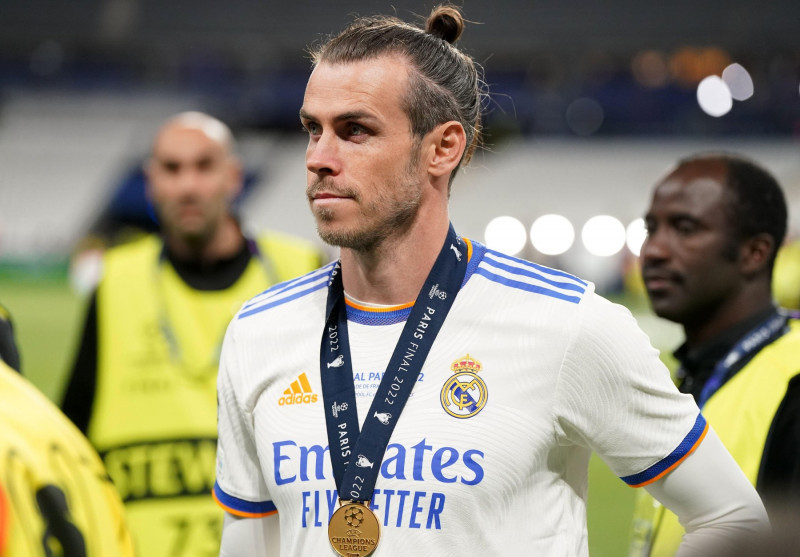 Real Madrid's Gareth Bale with his winner medal after the UEFA Champions League Final at the Stade de France, Paris. Picture date: Saturday May 28, 2022.