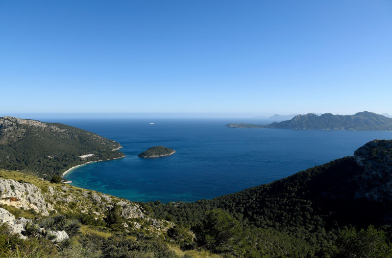 View of the beach and bay of Formentor in Mallorca, Spain.