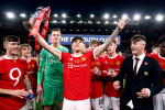 Manchester Uniteds Alejandro Garnacho with the trophy after winning the FA Youth Cup final match at Old Trafford, Manchester. Picture date: Wednesday May 11, 2022.