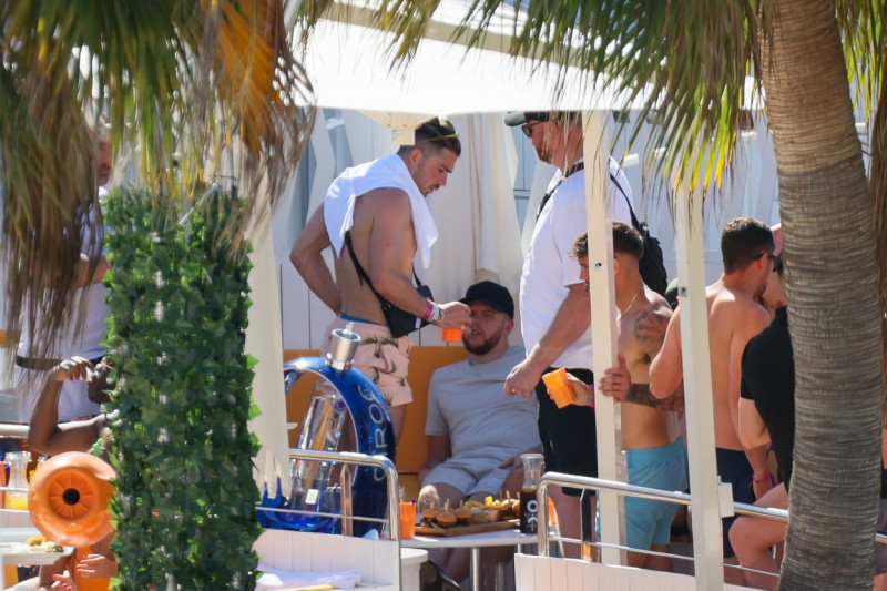 EXCLUSIVE PHOTO'S: Manchester City player Jack Grealish enjoys a day of partying at O Beach in Ibiza.