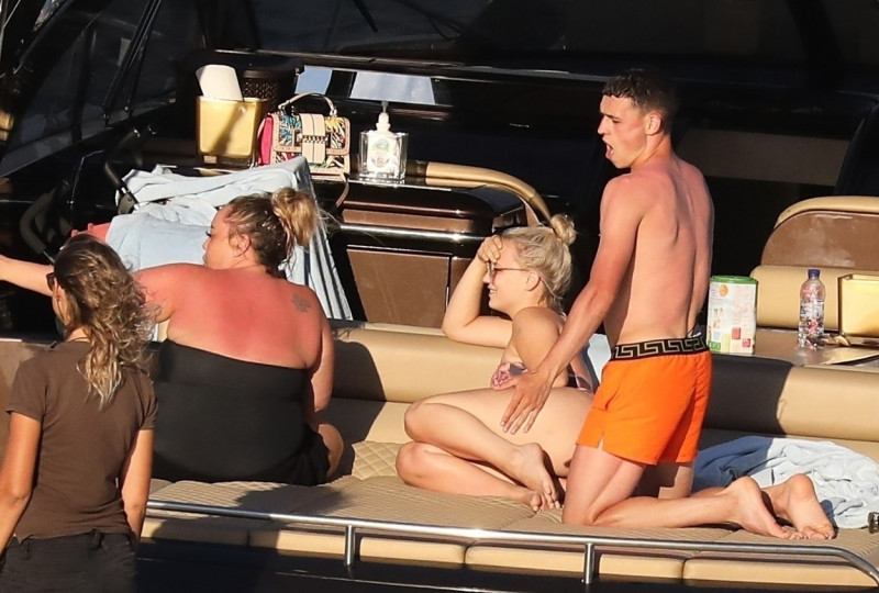 *PREMIUM-EXCLUSIVE* Manchester City footballer Phil Foden enjoys a summer break with his family in Mykonos *MUST CALL FOR PRICING*