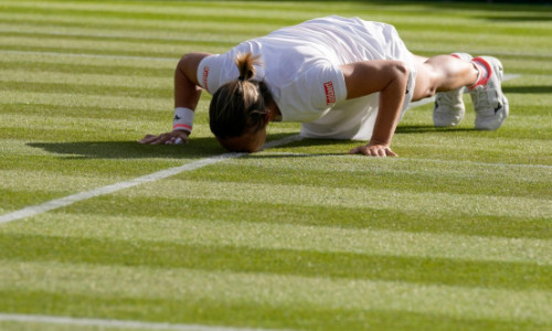 Momente unice la Wimbledon. Ce s-a întâmplat după ce adversara Simonei Halep a început să plângă și s-a întins pe gazon