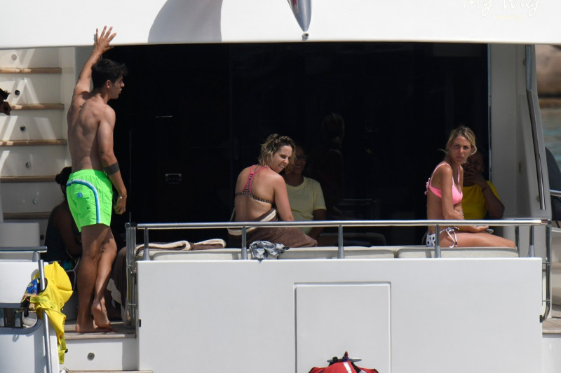 Football player Alvaro Morata enjoying holidays in a yacht in Sardinia with wife Alice Campello and kids Leonardo, Aòessandro and Edoardo