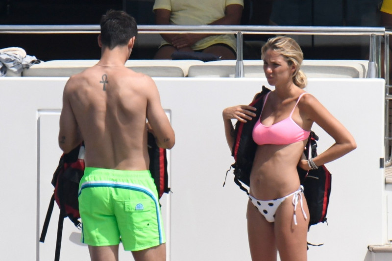 Alvaro Morata seen with his wife Alice Campiello on vacation