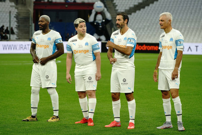 Match des héros entre l'équipe OM Legends et l'équipe UNICEF au stade Orange Velodrome ŕ Marseille