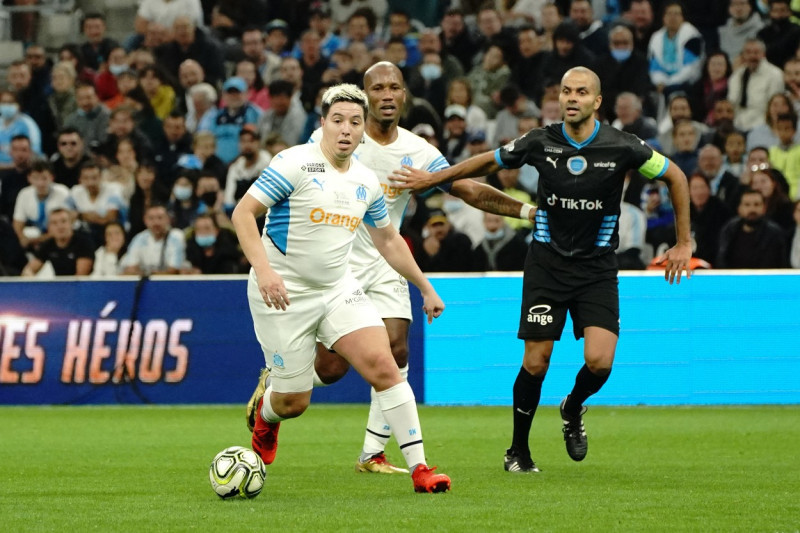 Match des héros entre l'équipe OM Legends et l'équipe UNICEF au stade Orange Velodrome ŕ Marseille