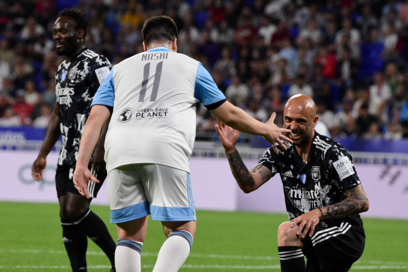 Match de football caritatif entre l'OL Légendes et la team Unicef au Groupama Stadium ŕ Lyon en faveur des enfants d'Ukraine