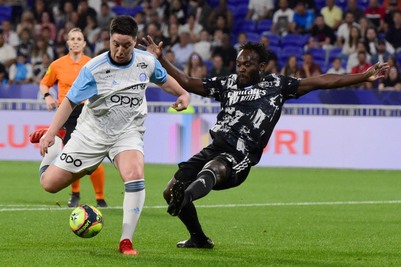 Match de football caritatif entre l'OL Légendes et la team Unicef au Groupama Stadium ŕ Lyon en faveur des enfants d'Ukraine
