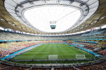 Atmosphčre avant le huitičmes de finale de l'Euro 2020 entre la France et la Suisse ŕ l'arčne nationale de Bucarest