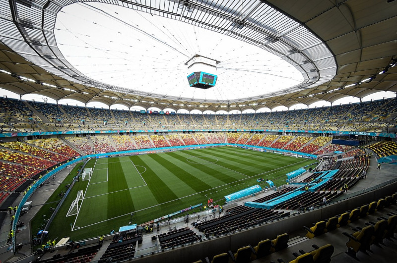 Atmosphčre avant le huitičmes de finale de l'Euro 2020 entre la France et la Suisse ŕ l'arčne nationale de Bucarest