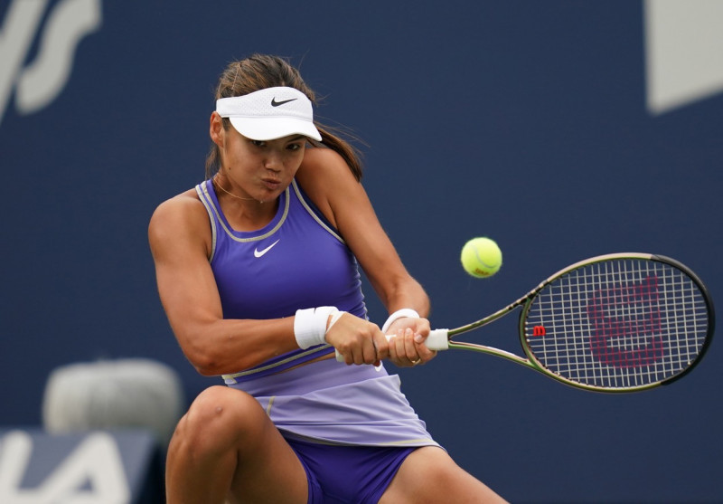 Emma Raducanu plays Camila Giorgi at the National Bank Open in Toronto Canada.