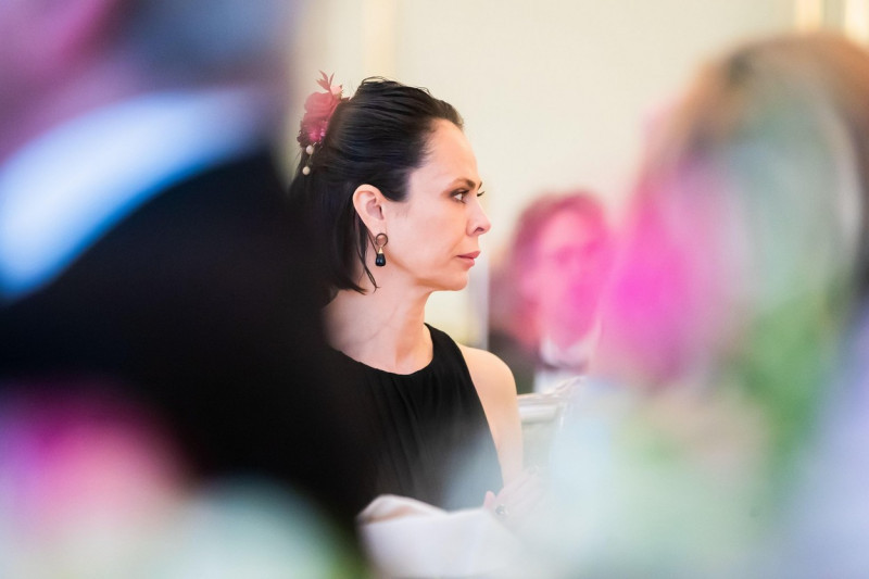Berlin, Germany. 29th Apr, 2022. 29 April 2022, Berlin: Natalia Klitschko, singer and wife of the mayor of Kiev, drinks at the dinner of the 69th Federal Press Ball at the Hotel Adlon. Under the motto "A ball for solidarity with Ukraine. For freedom of th