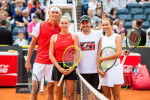 Hamburg, Germany. 21st July, 2019. Alexander Zverev, tennis player from Germany (l-r), Barbara Schett-Eagle, former tennis player from Austria, Nicolas Massu, former tennis player from Chile and Iva Majoli, former tennis player from Croatia will be togeth