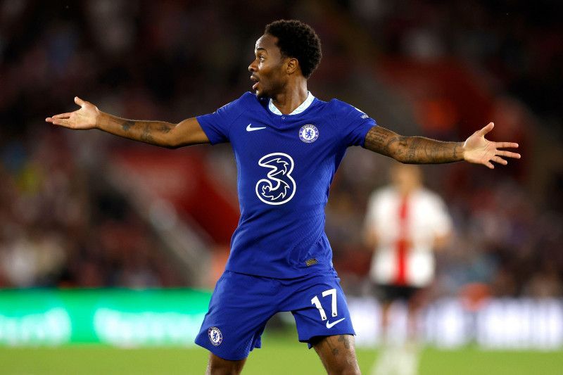 Chelsea's Raheem Sterling reacts during the Premier League match at St Mary's Stadium, Southampton. Picture date: Tuesday August 30, 2022.