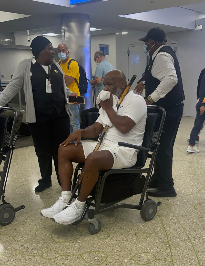 EXCLUSIVE: Mike Tyson is Pictured in a Wheelchair at Miami Airport